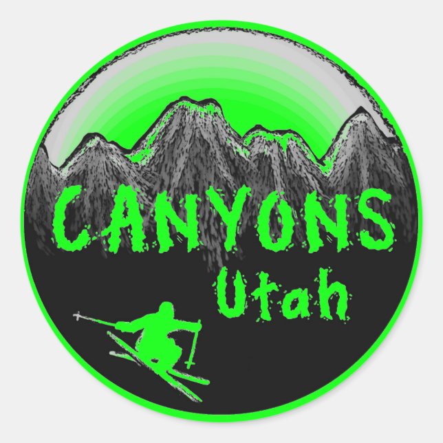 Canyons Utah skier Classic Round Sticker (Front)