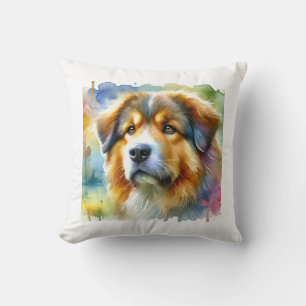Cao da Serra de Aires Dog 070824AREF123 - Watercol Throw Pillow