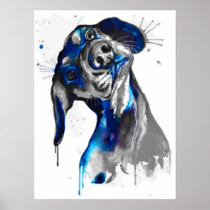 Cão em Azul Poster