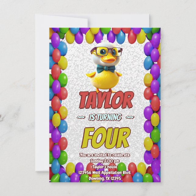 Caoutchouc Cute Invitation Personnalisé Anniversai (Devant)