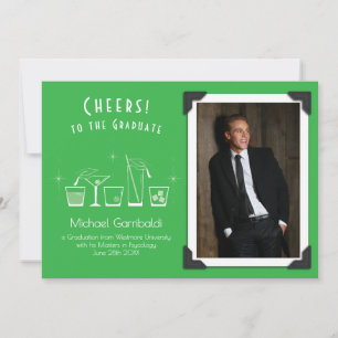 Cap and Cocktail Graduation Announcement Green
