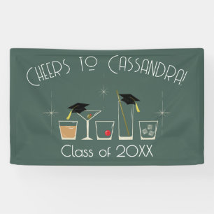 Cap and Cocktail Graduation Party Banner