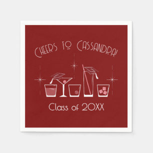 Cap and Cocktail Graduation Party Maroon Napkin