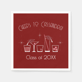 Cap and Cocktail Graduation Party Maroon Napkin
