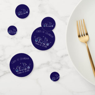 Cap and Cocktail Graduation Party Navy Blue Confetti