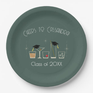 Cap and Cocktail Graduation Party Paper Plate