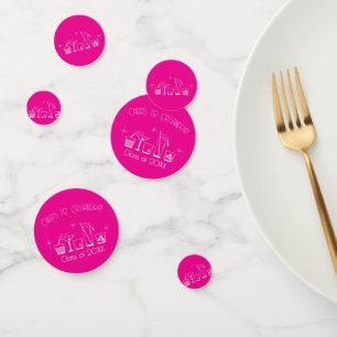 Cap and Cocktail Graduation Party Pink Confetti