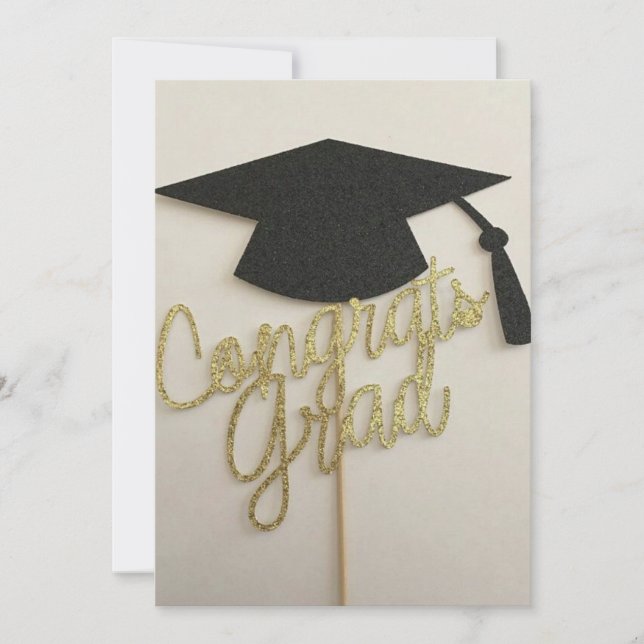 Cap and congrats grad on graduation invitation (Front)