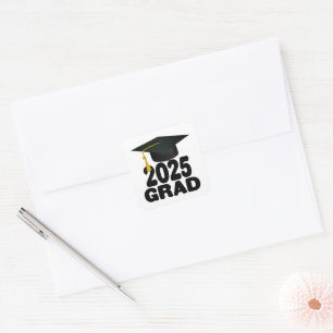 Cap and Tassel Class of 2025 Graduation Square Sticker