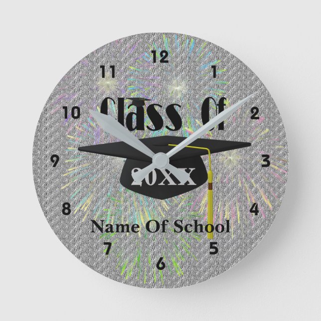 Cap And Tassel Class Of Graduation Round Clock (Front)