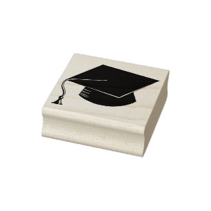 Cap and tassel graduation rubber stamp