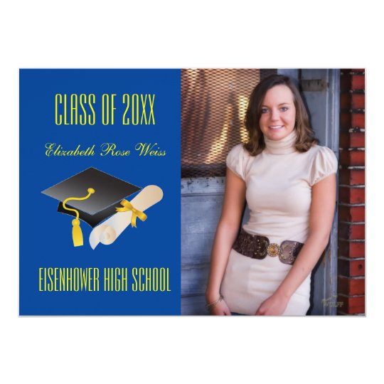 Cap & Diploma Blue - Graduation Announcement