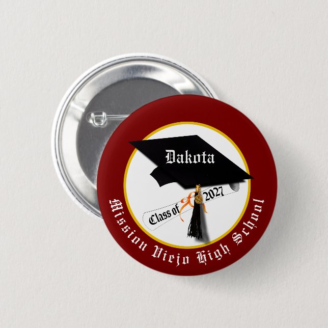 Cap Diploma Class of 2027 Graduation 2 Inch Round Button (Front & Back)