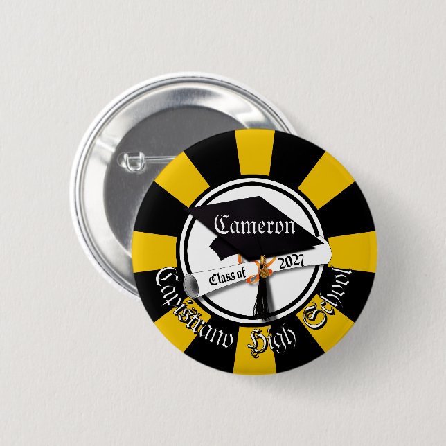 Cap Diploma Class of 2027 Graduation 2 Inch Round Button (Front & Back)