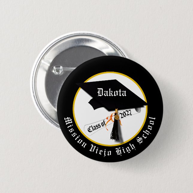 Cap Diploma Class of 2027 Graduation 2 Inch Round Button (Front & Back)