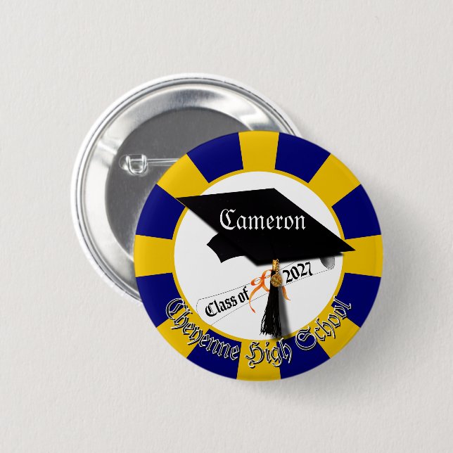 Cap Diploma Class of 2027 Graduation 2 Inch Round Button (Front & Back)