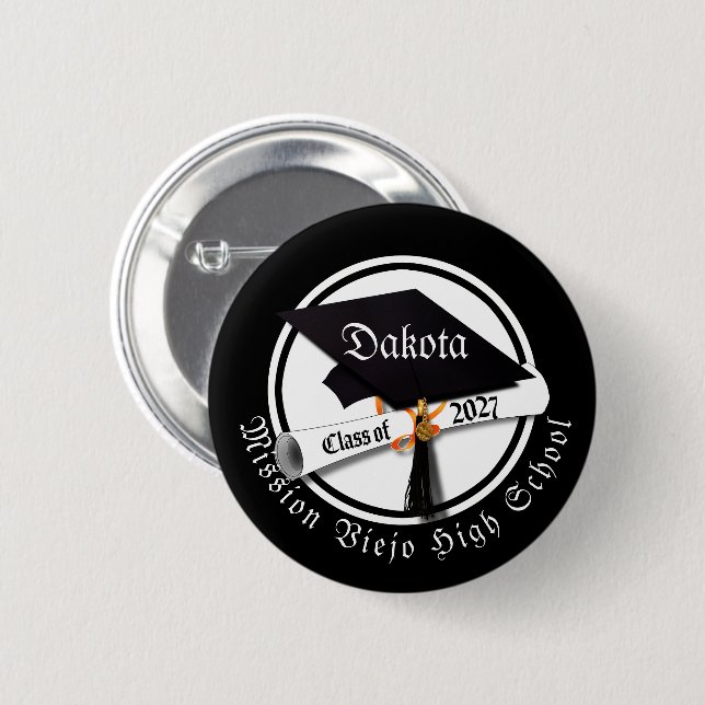 Cap Diploma Class of 2027 Graduation 2 Inch Round Button (Front & Back)