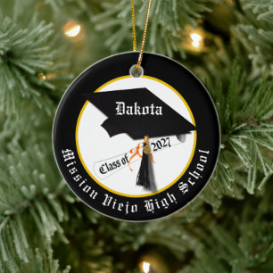 Cap Diploma Class of 2027 Photo Graduation Ceramic Ornament