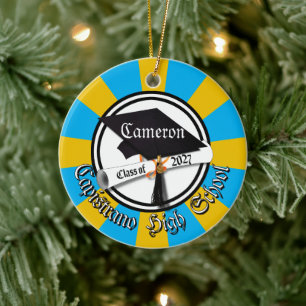 Cap Diploma Class of 2027 Photo Graduation Ceramic Ornament