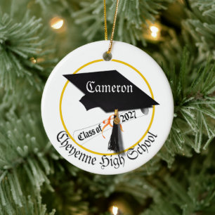 Cap Diploma Class of 2027 Photo Graduation Ceramic Ornament