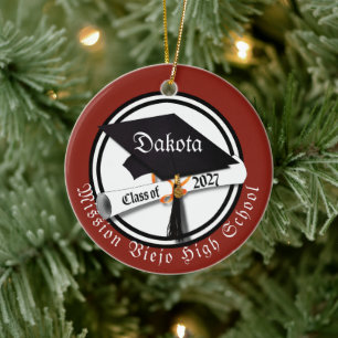 Cap Diploma Class of 2027 Photo Graduation Ceramic Ornament