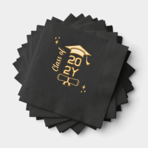 Cap & Diploma Glam Class of School Year Graduation Foil Napkins