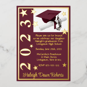 Cap, Diploma, & Stars, Maroon & White Graduation