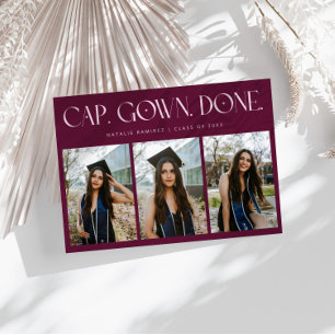 Cap. Gown. Done. Multi Photo Cranberry Graduation Announcement