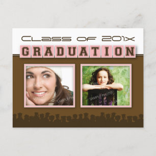 Cap & Gown Graduation Announcement (pink)