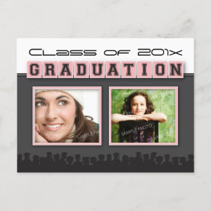 Cap & Gown Graduation Announcement (pink)