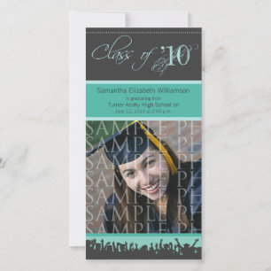 Cap & Gown Graduation Photo Announcement (teal)
