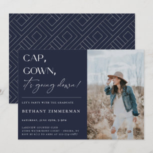 Cap Gown It's Going Down Graduation Party Invitation