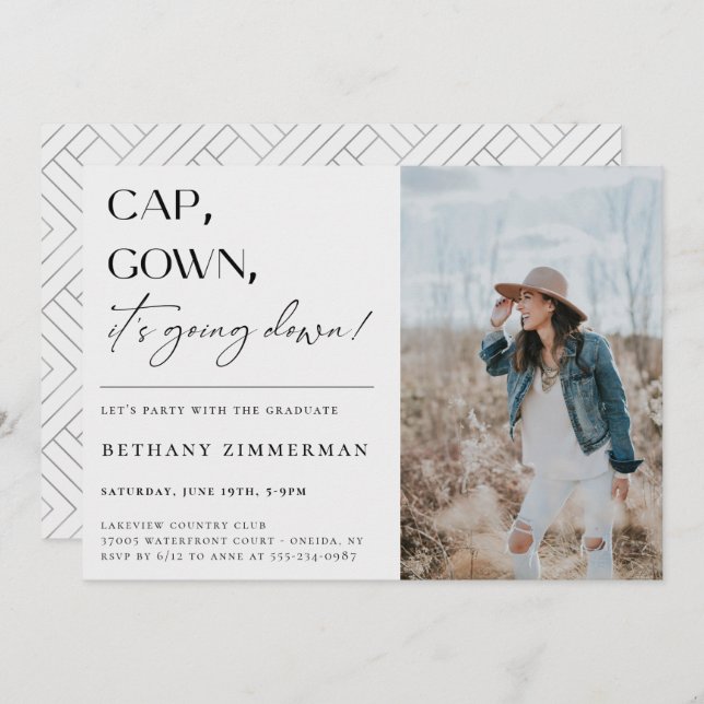 Cap Gown It's Going Down Graduation Party Invitation (Front/Back)
