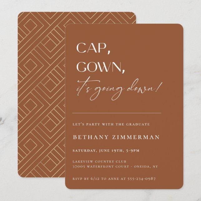Cap Gown It's Going Down Graduation Party Invitation (Front/Back)