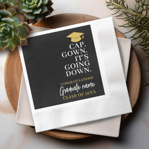 Cap Gown It's Going Down - Name Modern Graduation Napkin