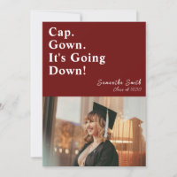 Cap Gown It's Going Down Red Modern Graduation