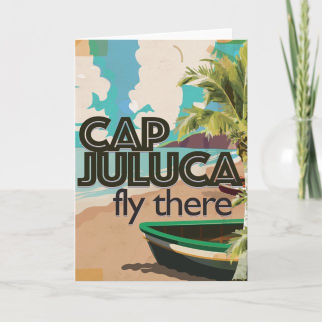 Cap Juluca Anguilla Vintage vacation Poster Holiday Card (Front)