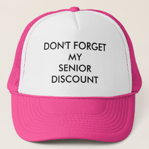 CAP, PINK, SENIOR DISCOUNT TRUCKER HAT