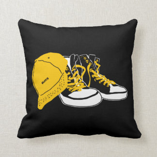 "Cap & Sneakers" black Throw Pillow