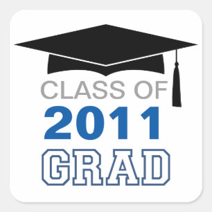 Cap & tassel blue class year graduation gift tag