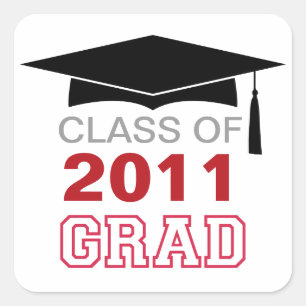 Cap & tassel red class year graduation gift tag