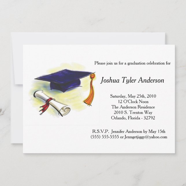 Cap Tassle Diploma Graduation Party Invitation (Front)