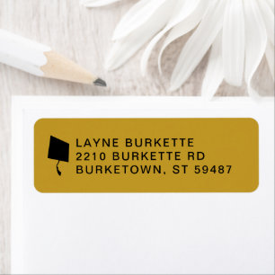 Cap Toss Black & Gold Graduation Return Address