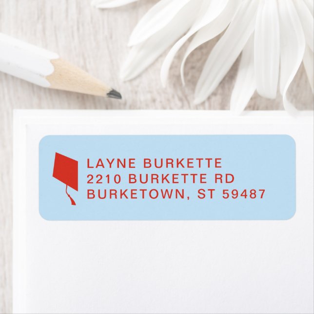 Cap Toss Red & Blue Graduation Return Address (Insitu)