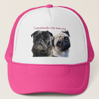 cap walking with mine pug