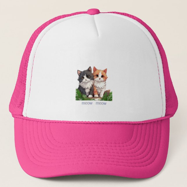 Cap with cats and "meow meow" (Front)