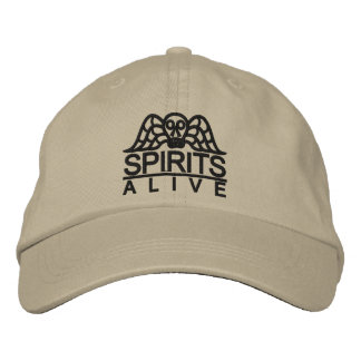 Cap with Spirits Alive's death's head logo.