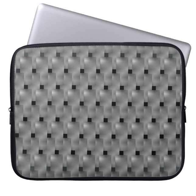 Capa de Laptop, quadrados pretos e placas cinza Laptop Sleeve (Front)