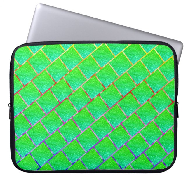 Capa de Laptop, quadros verde azulados, e linhas Laptop Sleeve (Front)