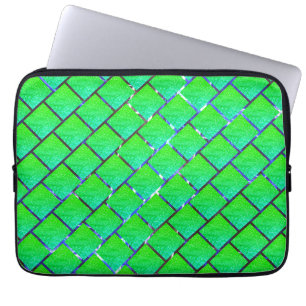 Capa de Laptop, quadros verde azulados, e linhas Laptop Sleeve